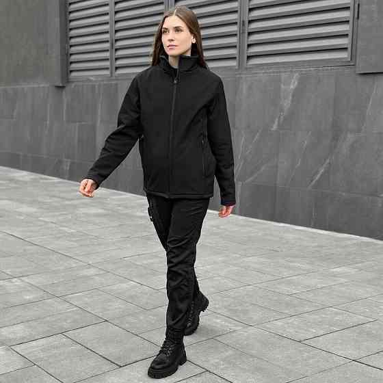 Чорна повсякденна весняна куртка на флісі Pobedov Shadow Жіноча Київ