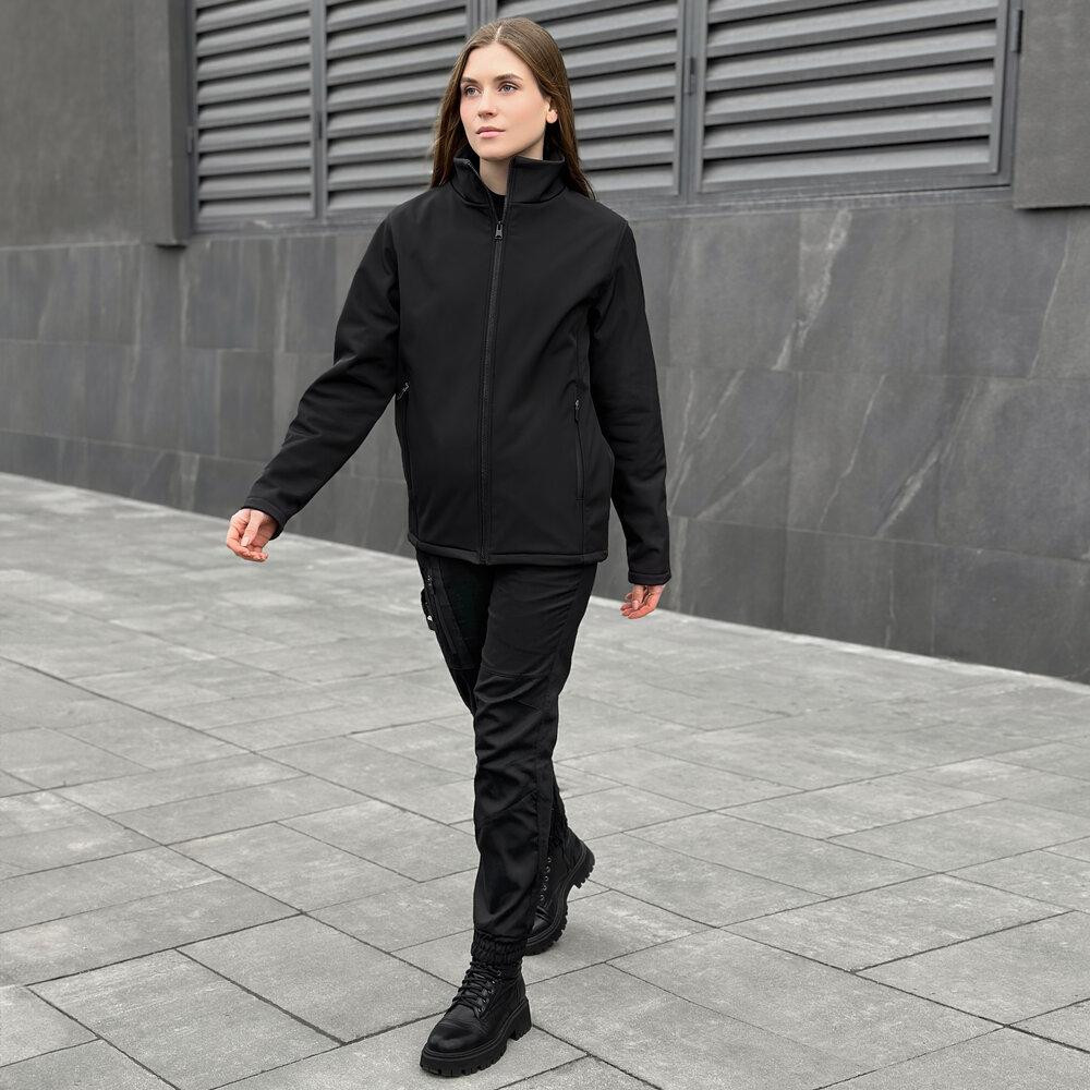 Чорна повсякденна весняна куртка на флісі Pobedov Shadow Жіноча Київ - фото 4