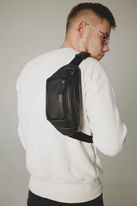 Сумка на пояс из натуральной кожи флотарий SL005 (Черная) Сумы - изображение 8