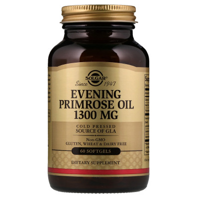 Травы Solgar Масло Примулы Вечерней 1300 мг, Evening Primrose Oil, 60 же (SOL-01057) Винница - изображение 1