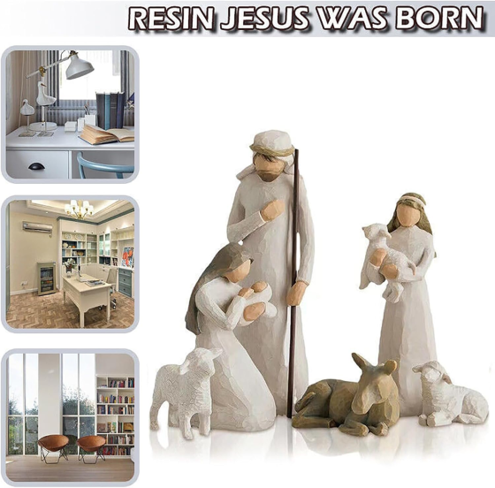 Рождественский вертеп Born Scene 10 фигурок из смолы и дерева, Святое Семейство, декор под елку для дома и офиса Киев