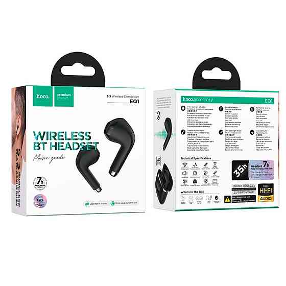 Бездротові навушники Hoco EQ1 Music guide true wireless BT headset чорні Львів