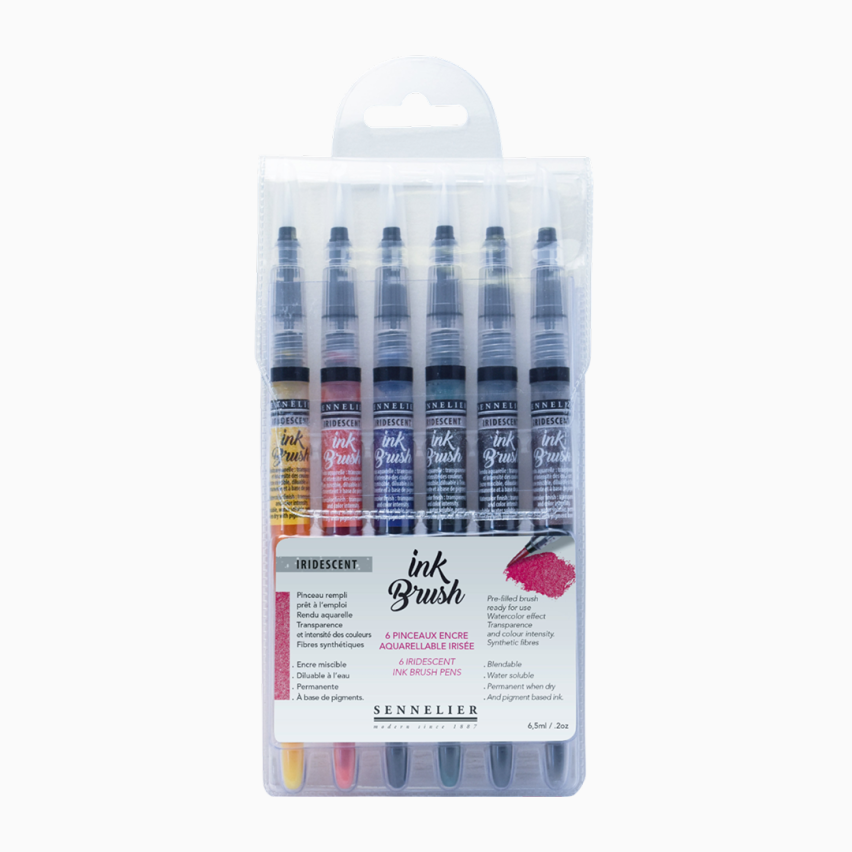 Набір пензелів з чорнилом Sennelier, Iridescent 6 шт, пластик Київ - фото 1