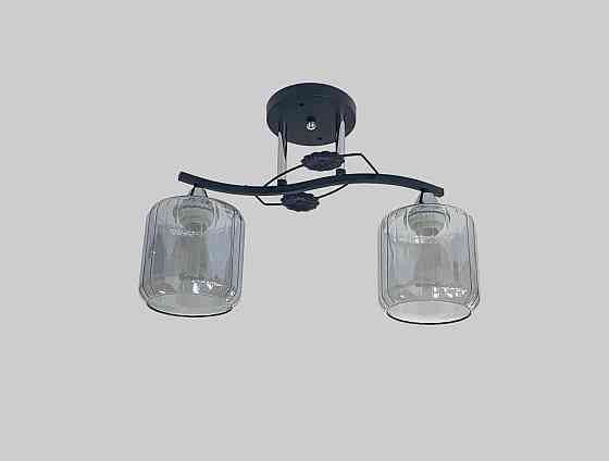 Люстра стельова на 2 плафони VALESO 2406B/2 для невеликої кімнати та коридору Чорний+Хром 2406B/2 Коломия