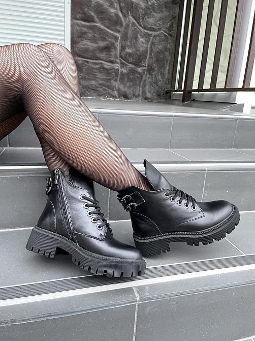 Черевики жіночі GREMMY чорні натуральна шкіра зима висота 13 см (4868) Коломия - фото 2