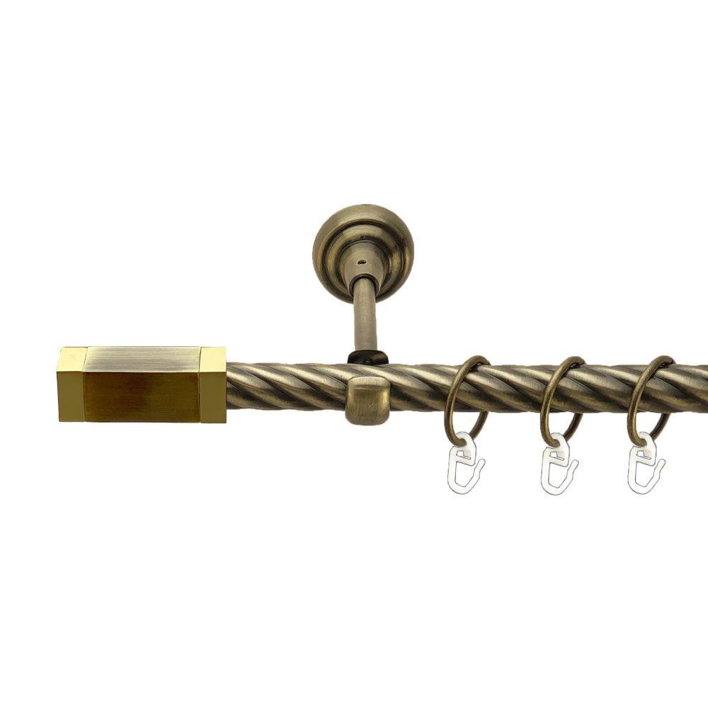 Карниз Orvit Квадро металевий однорядний відкритий скручена труба кільце металеве Антик 19 мм 200 см (00-00017154) Львів - фото 1