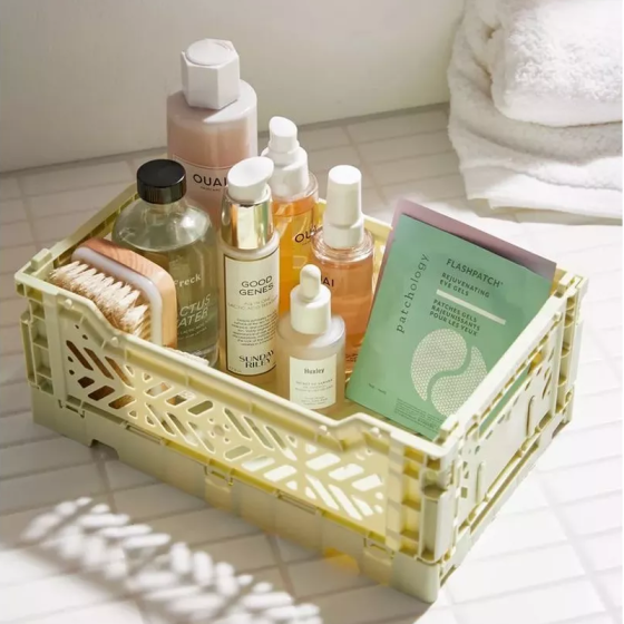 Кошик із пластику з ручками, контейнер для зберігання дрібниць, 25.5×15×9.7см, бежевий Кам'янець-Подільський