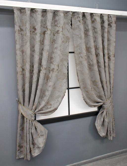Комплект коротких штор VR-Textil Жакард Мармур Al3 № 1596ш Світло-сірий з мокко 145х170 см 2 шт (35-0268) Київ - фото 2