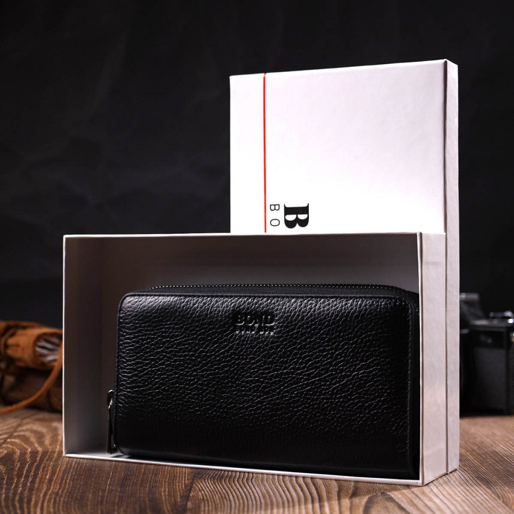 Практичний чоловічий клатч із двома відділеннями з натуральної шкіри Чорний (BOND) Київ - фото 4