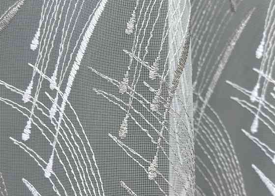 Тюль фатин с вышивкой и люрексом цвет белый с серебристым 1583т Киев