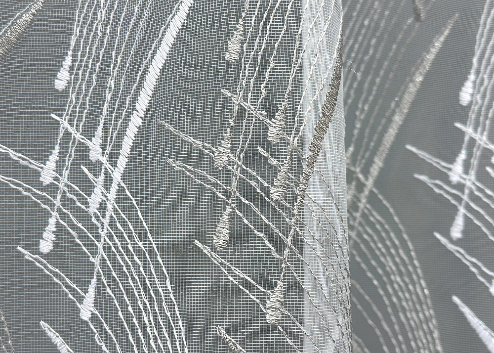 Тюль фатин з вишивкою та люрексом колір білий з сріблястим 1583т Київ - фото 2