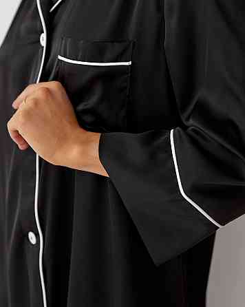 Жіноча нічна сорочка подовжена шовкова Чорний M Харків