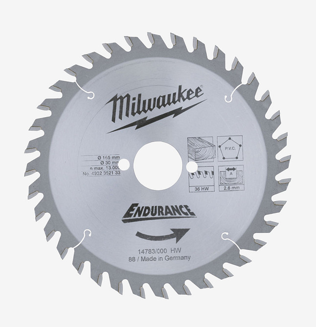 Диск пиляльний MILWAUKEE, Ø165/30мм, 36 зуб. Одеса - фото 1