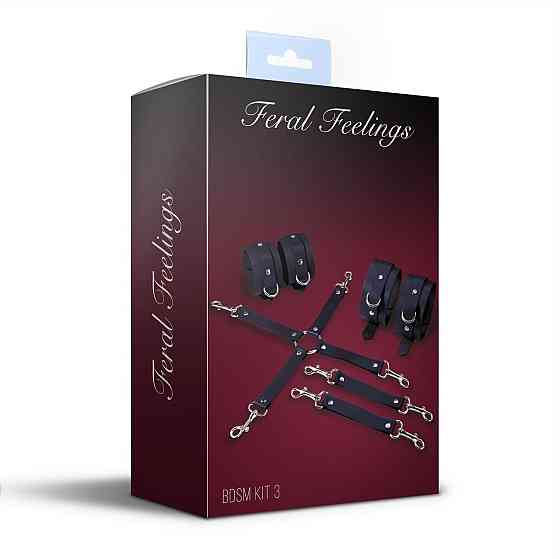 Набір для БДСМ 3 в 1 Feral Feelings BDSM Kit 3 Black, black, наручники, поножі, хрестовина Sex Aura Київ