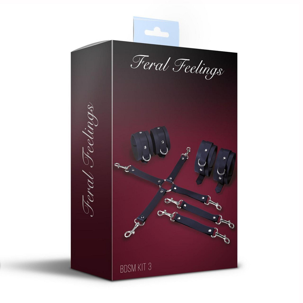 Набір для БДСМ 3 в 1 Feral Feelings BDSM Kit 3 Black, black, наручники, поножі, хрестовина Sex Aura Київ - фото 2