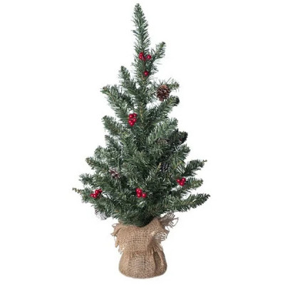 Искусственная сосна Black Box Trees Creston Frosted зеленая с шишками и ягодами 0,60м (8718861153057) Винница - изображение 1