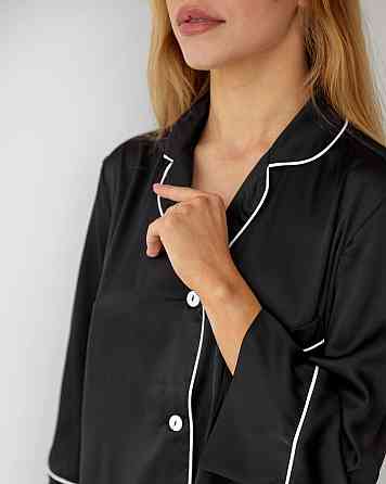 Жіноча нічна сорочка подовжена шовкова Чорний XL Харків