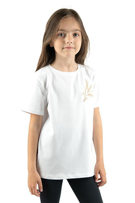 Футболка — вишиванка для дівчинки, біла бавовняна Київ - фото 1