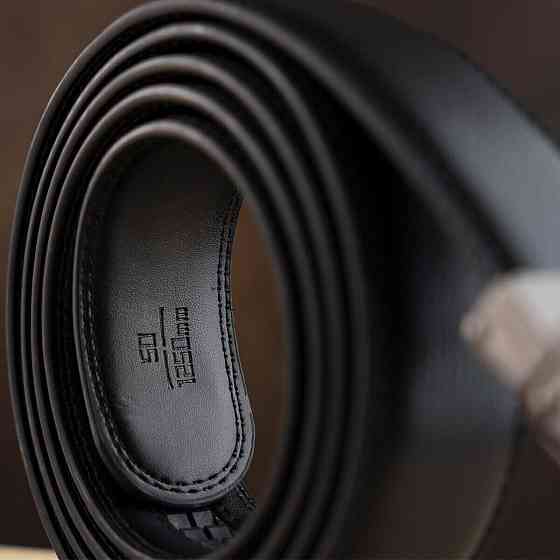 Ремень мужской c тонкой пряжкой в виде рамки Vintage 20218 Черный Киев