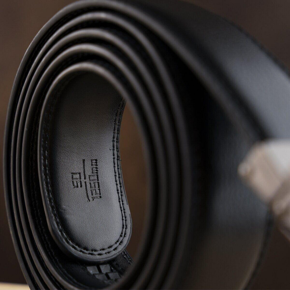 Ремень мужской c тонкой пряжкой в виде рамки Vintage 20218 Черный Киев - изображение 5