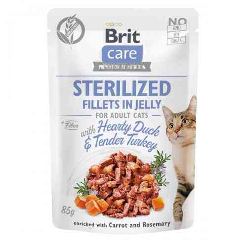 Корм вологий Brit Care Fillets in Jelly Hearty Duck and Turkey Sterilized д/стерилізованих котів філе в желе з качкою та інд Київ