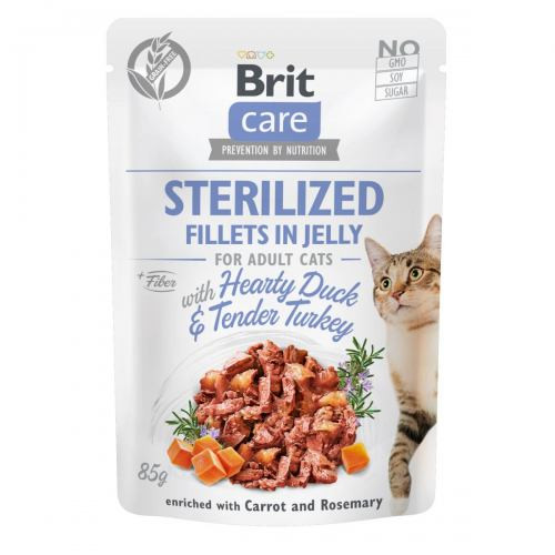 Корм вологий Brit Care Fillets in Jelly Hearty Duck and Turkey Sterilized д/стерилізованих котів філе в желе з качкою та інд Київ - фото 1