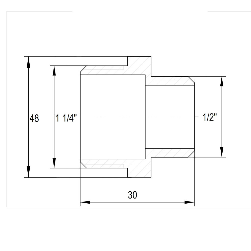 Ніпель редукційний латунний 1 1/4″ЗР х 1/2″ЗР штампований А0514А VA (000027682) Київ - фото 2