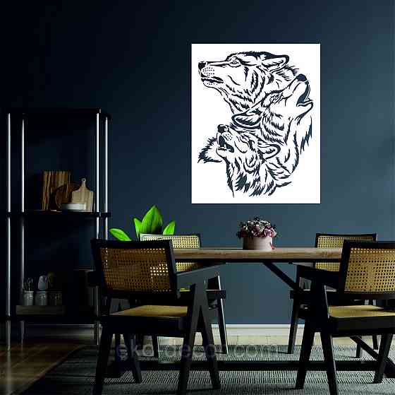 Декоративное настенное Панно «Волки» Декор на стену 110*90 см, Белый Киев