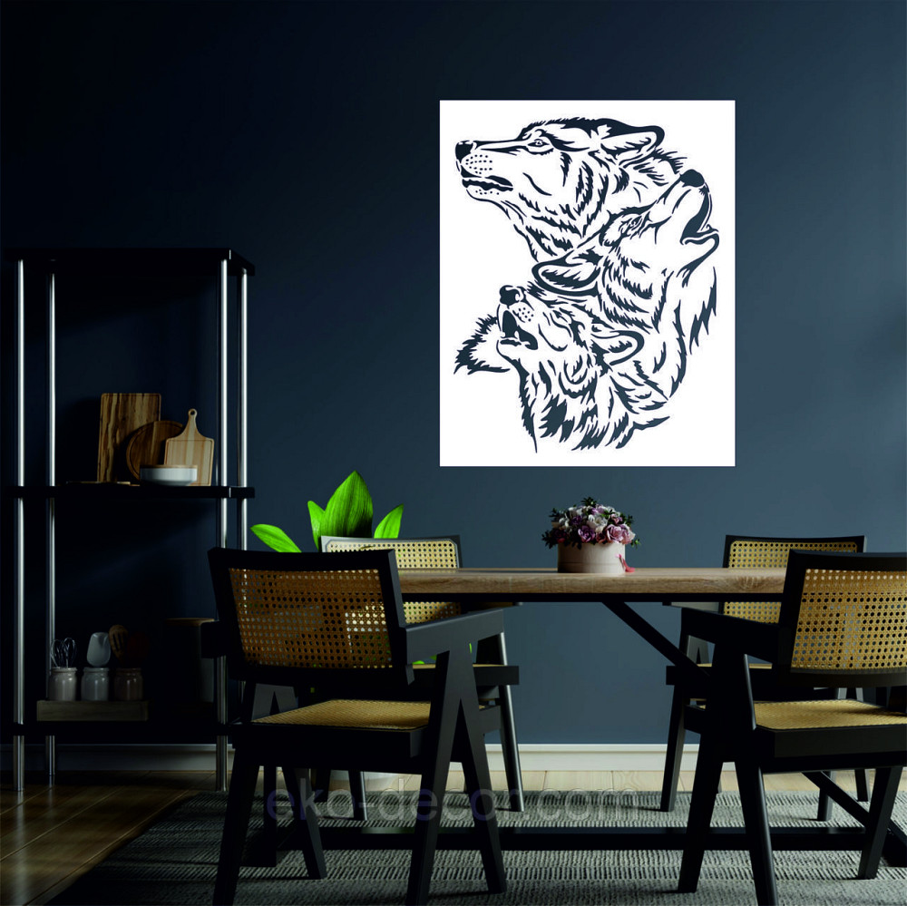 Декоративное настенное Панно «Волки» Декор на стену 110*90 см, Белый Киев - изображение 1