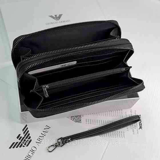 Кожаный брендовый кошелек клатч на два отделения Armani (6614) Киев
