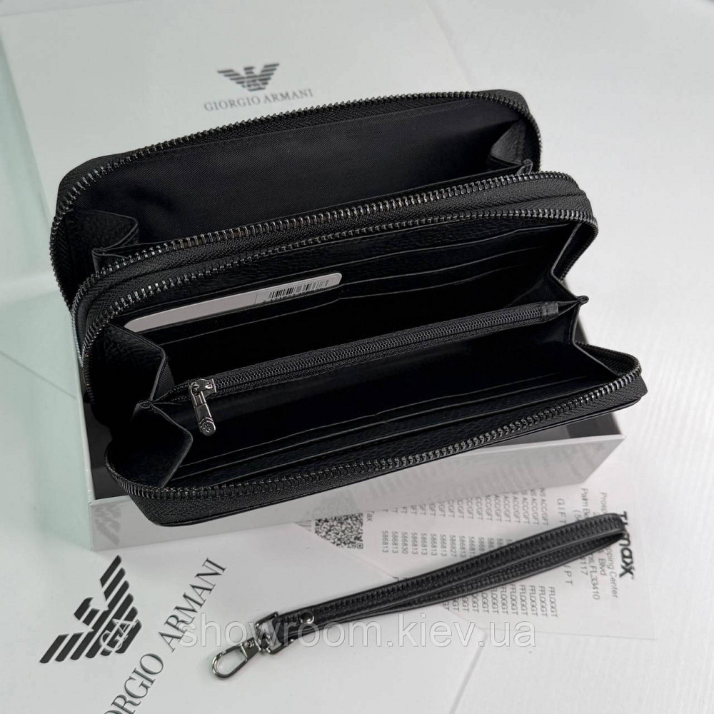 Кожаный брендовый кошелек клатч на два отделения Armani (6614) Киев - изображение 3