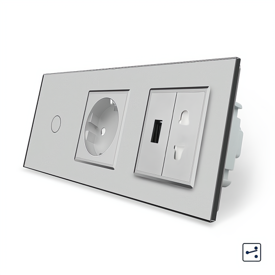 LIVOLO Сенсорний прохідний/перехресний вимикач 1 сенсор 1 розетка 1 USB 1 розетка універсальна Киев