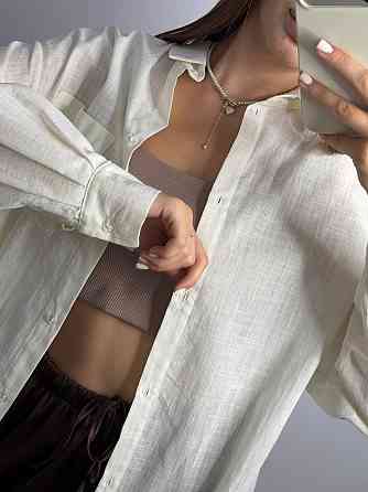 Жіноча літня сорочка oversize Молочний, S/M Харків