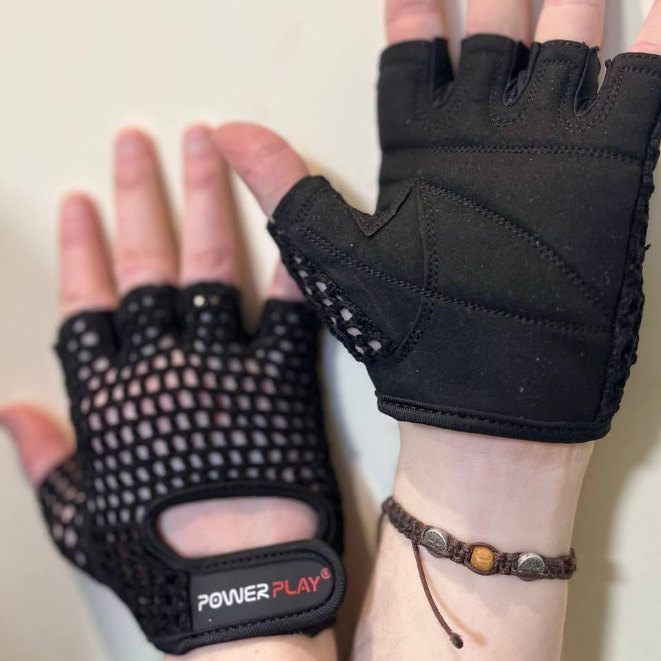 Рукавички для фітнесу PowerPlay 1953 Чорні L Каменское - изображение 3