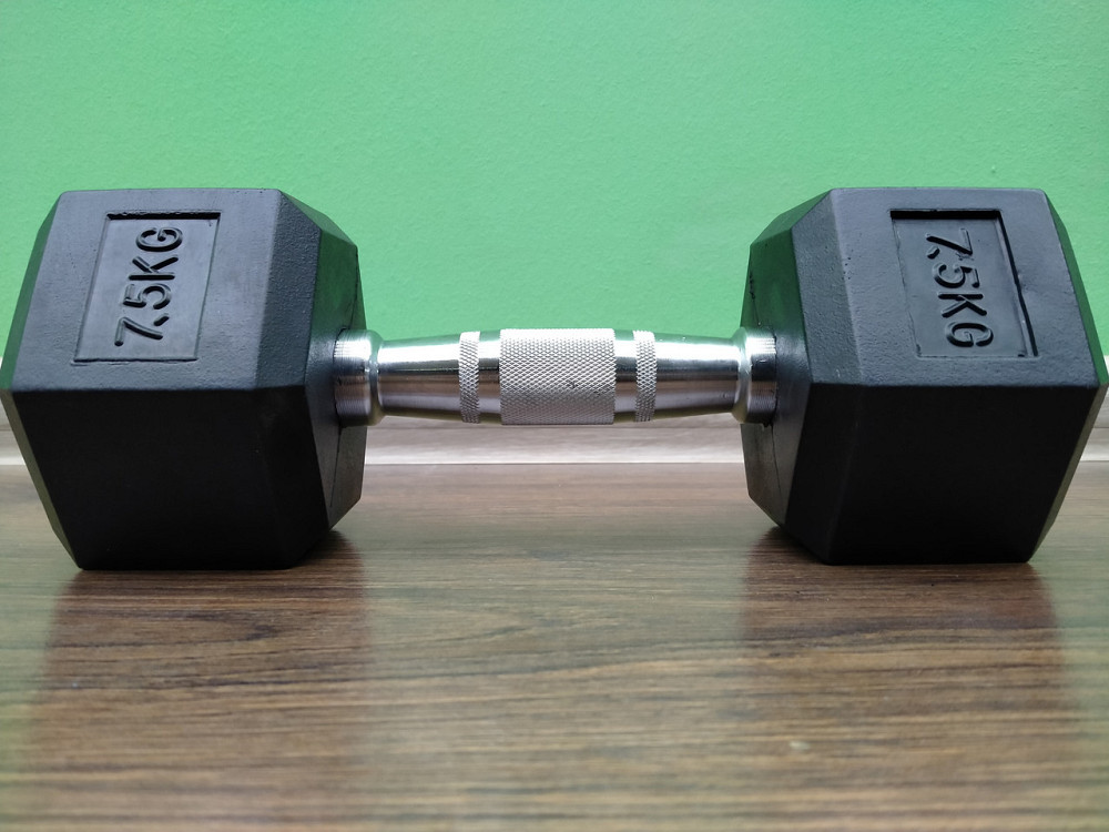 Гантель 7.5 кг цільна шестигранна гексагональна Zelart Київ - фото 5