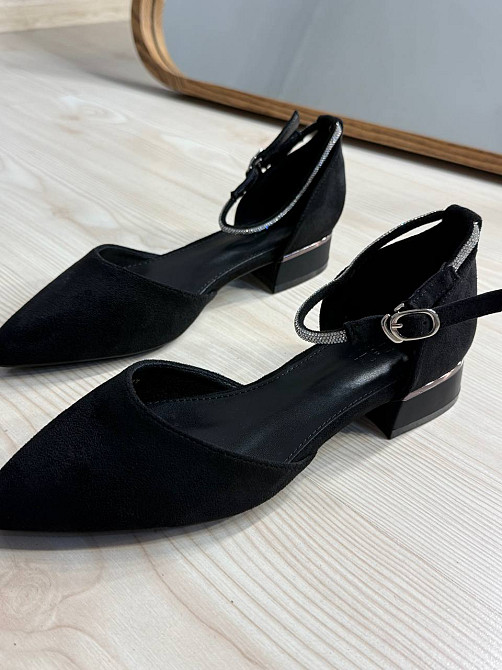 Туфли женские Meideli 023-1 Mary Jane с ремешком в камешках экозамша черные, 38, 24,4 см Киев - изображение 16