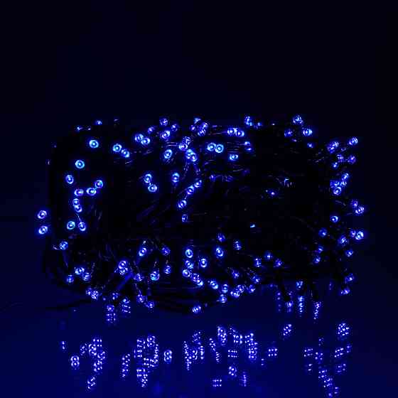 Новорічна гірлянда вулична 100 м 1000 LED із сонячною батареєю 8 режимів роботи чорний провід Синій SB1000L100MBBL Київ