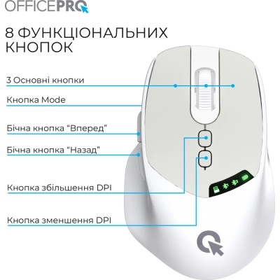 Мышка OfficePro M520W Wireless/Bluetooth White (M520W) Винница - изображение 11