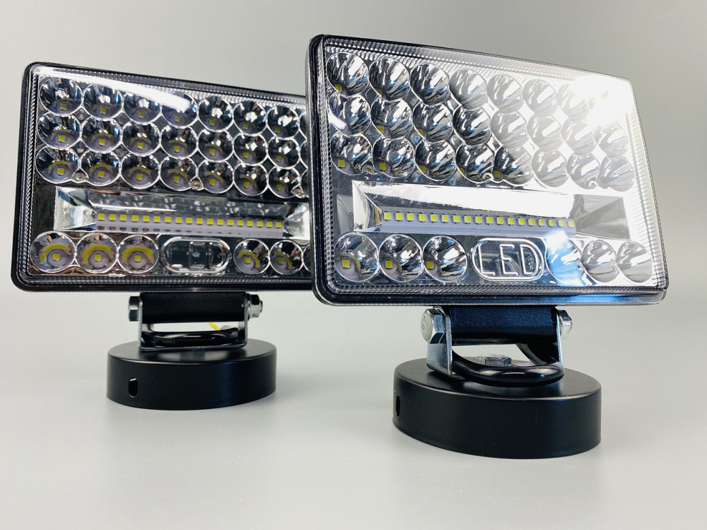 Фара LED прямокутна 144W 6000K (48 діодів) (15см х 11см х 3см) (ближній + дальній) ПОЛЕГШЕНИЙ КОРПУС! Мукачево - фото 4