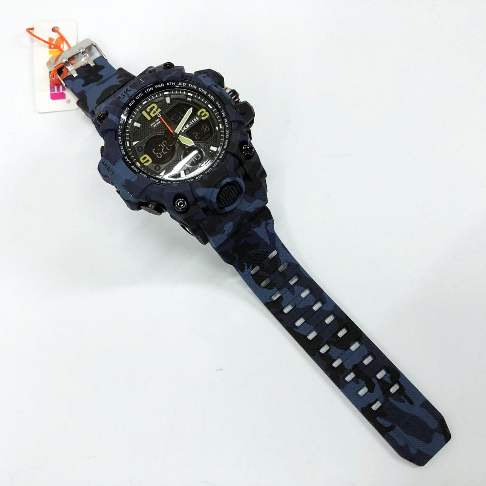 Чоловічий годинник із пластиковим ремінцем SKMEI 1155BCMBU, Військовий годинник AK-333 з секундоміром Київ - фото 7