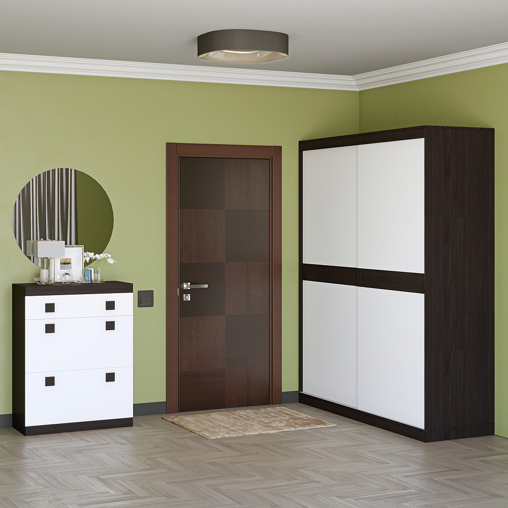 Передпокій Еверест Соната комплект 11 (модульний - 2 елементи) венге темний + білий (DTM-2524) Львів - фото 1
