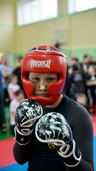 Шолом боксерський з повним захистом тренувальний червоний PowerPlay 3100 розмір S Київ - фото 7