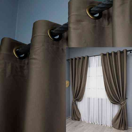 Комплект штор на люверсах VR-Textil Midnight № 1673ш 150х270 см 2 шт Какао (37-0221) Киев