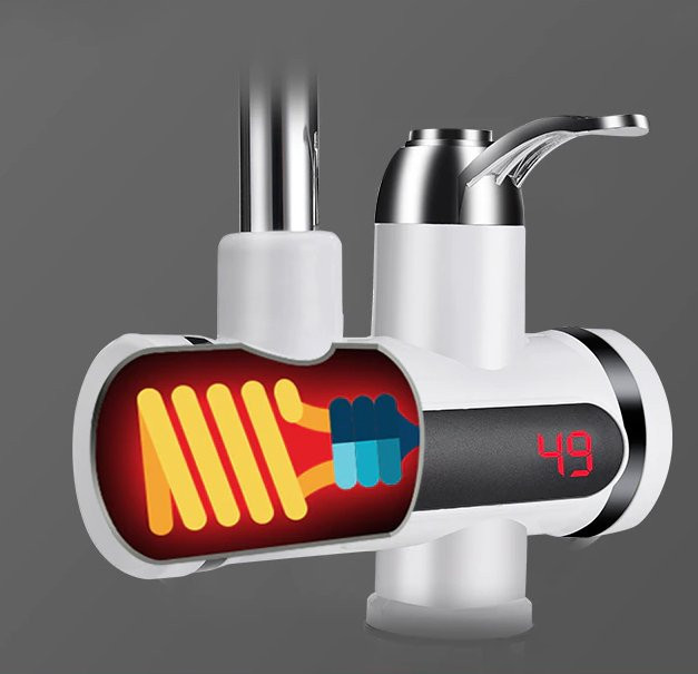 Электрический проточный водонагреватель кран-бойлер с дисплеем 3 кВт нижнее подключение Київ - фото 3