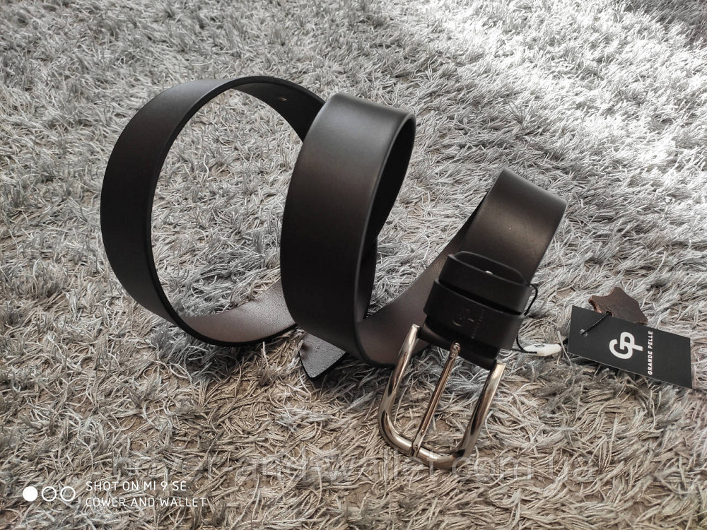 Елітний чоловічий шкіряний ремінь коричневого кольору Grande Pelle Київ - фото 3