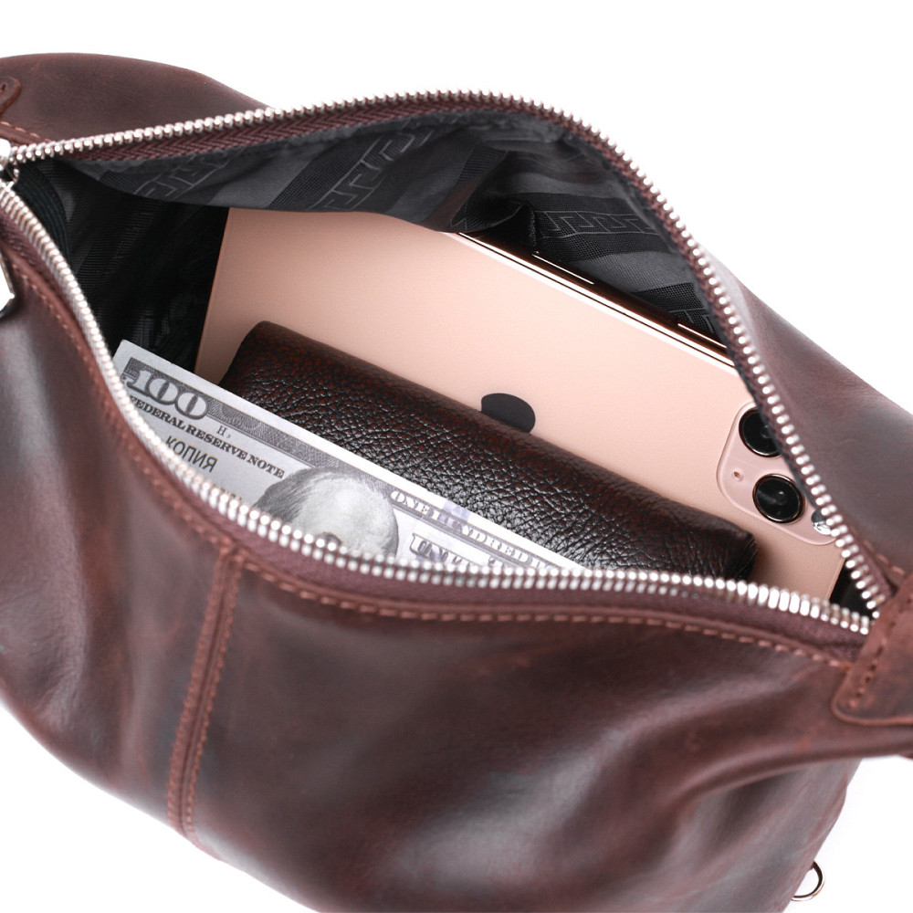 Кожаная винтажная косметичка Shvigel 16398 Коричневый Киев - изображение 6