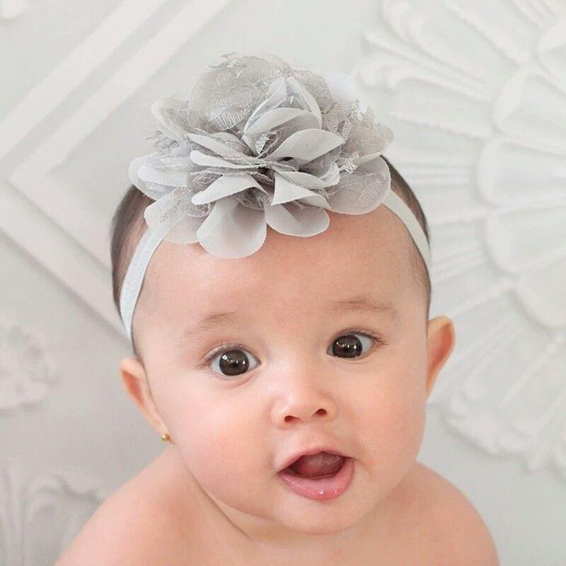 Дитяча сіра пов'язка - коло 40-50см, розмір квітки 10-11см Київ - фото 1