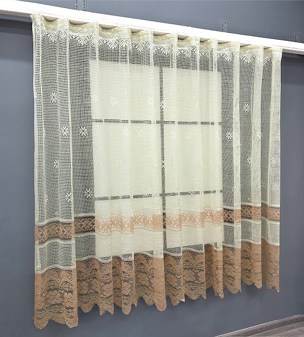 Тюль сетка VR-Textil Juli № 1718т Арка на кухню цвет кремовый с карамельным 500х160 см (53-0035) Киев - изображение 1
