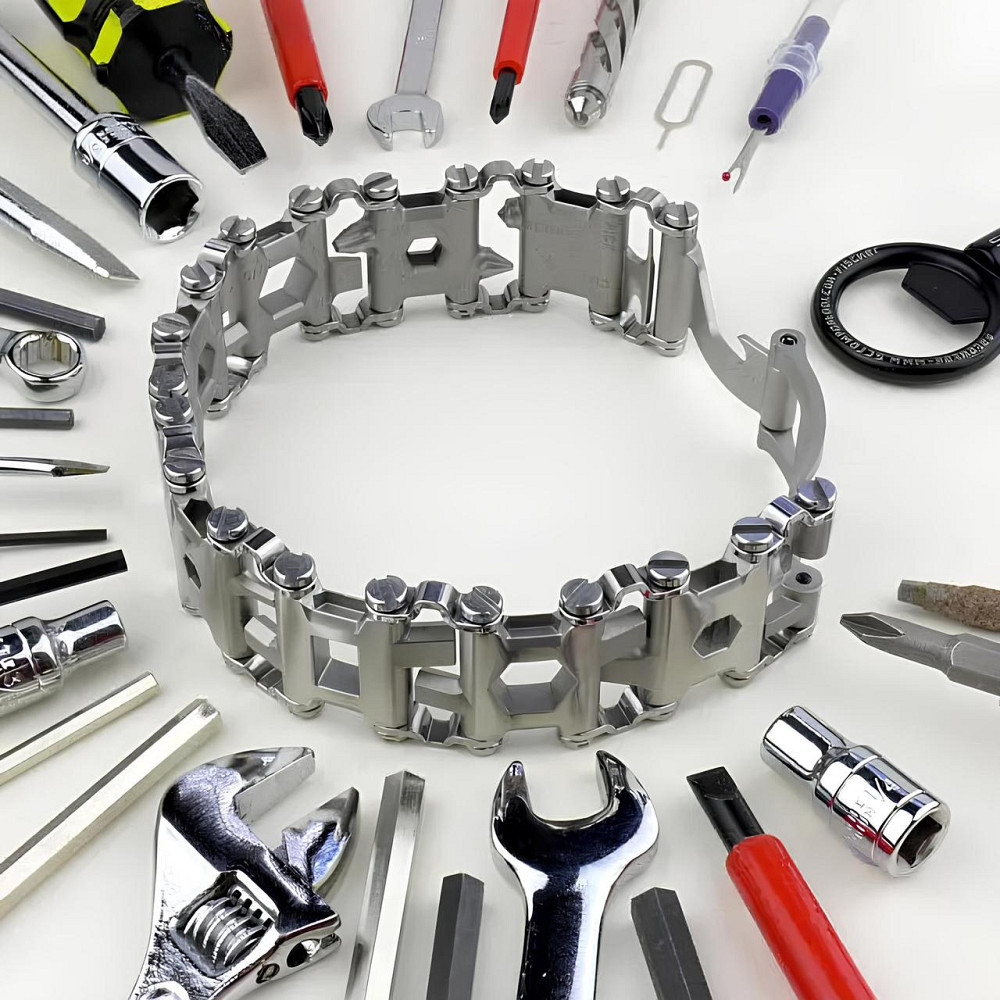 Браслет чоловічий RESTEQ металевий мультитул Tread Metric-Stainless сріблястий Київ - фото 6