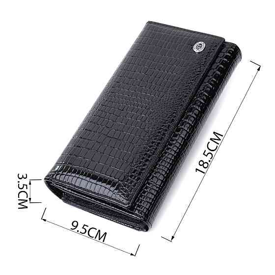 Лакированный кожаный кошелек с блоком для кредитных карт ST Leather 22683 Черный Киев